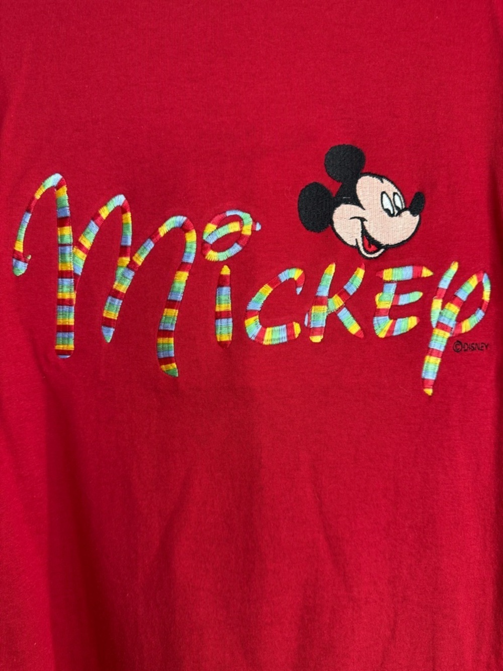Vintage Rainbow Disney Mickey Unlimited Red Graphic Tee by Velva Sheen, size M - Picture 2 of 5